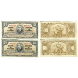 1937 Bank of Canada $100's-F+