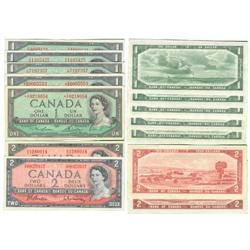 1954 Bank of Canada $1's&$2's-EF/Unc