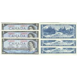 1954 Bank of Canada $5's-AU/Unc
