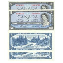 1954 Bank of Canada $5 Pair - Unc