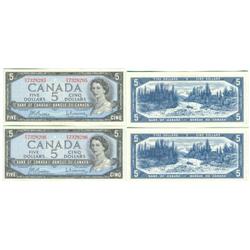 1954 Bank of Canada $5 Pair - Unc