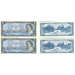 1954 Bank of Canada $5 Sequence Pair-Unc