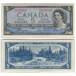 1954 Bank of Canada $5 Devil Face-CCGS AU50