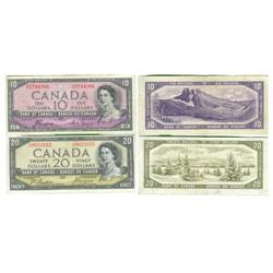 1954 Bank of Canada Devil Face $10&$20-F/VF