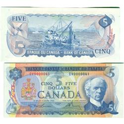 1972 Bank of Canada $5 Low Serial #-Unc