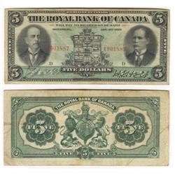 1913 Royal Bank of Canada $5 - VF