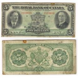 1927 Royal Bank of Canada $5 - VG/F
