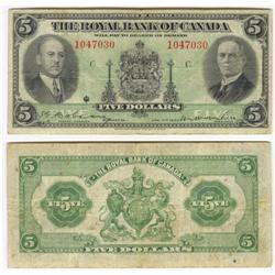 1935 Royal Bank of Canada $5 - VF