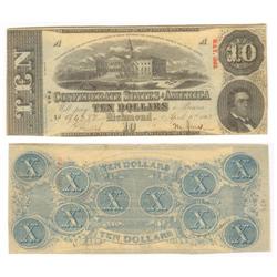 1863 USA Confederate States $10-EF
