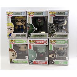 LOT OF 6 ASSORTED FUNKO POPS- GAMES VARIETY PACK;