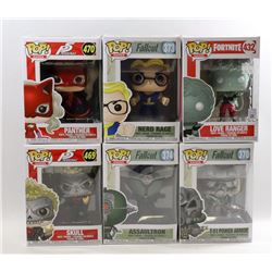 LOT OF 6 ASSORTED FUNKO POPS- GAMES VARIETY PACK;