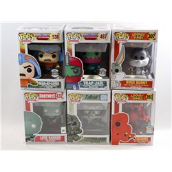 LOT OF 6 ASSORTED FUNKO POPS- VARIETY PACK;