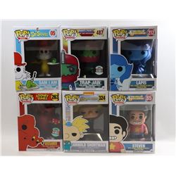 LOT OF 6 ASSORTED FUNKO POPS- VARIETY PACK;