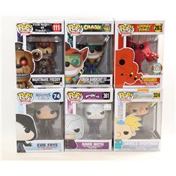 LOT OF 6 ASSORTED FUNKO POPS- VARIETY PACK;