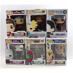 LOT OF 6 ASSORTED FUNKO POPS- VARIETY PACK;