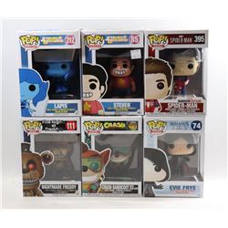 LOT OF 6 ASSORTED FUNKO POPS- VARIETY PACK;