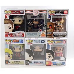 LOT OF 6 ASSORTED FUNKO POPS- VARIETY PACK;