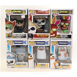 LOT OF 6 ASSORTED FUNKO POPS- VARIETY PACK;