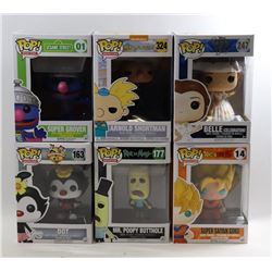 LOT OF 6 ASSORTED FUNKO POPS-  VARIETY PACK;