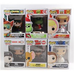 LOT OF 6 ASSORTED FUNKO POPS-  VARIETY PACK;