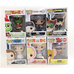 LOT OF 6 ASSORTED FUNKO POPS-  VARIETY PACK;
