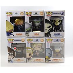 LOT OF 6 ASSORTED FUNKO POPS- OVERWATCH VARIETY