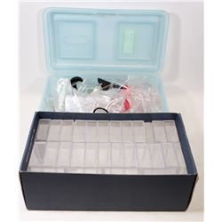 BOX W/ CLEAR CARD DISPLAY CASES & TUPPERWARE OF