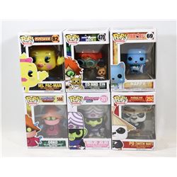 LOT OF 6 ASSORTED FUNKO POPS; VARIETY PACK;