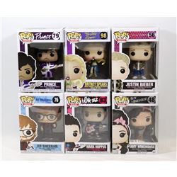 LOT OF 6 ASSORTED FUNKO POPS; ROCK VARIETY PACK;
