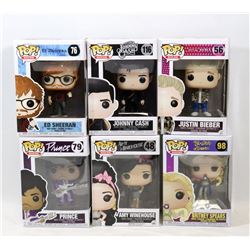 LOT OF 6 ASSORTED FUNKO POPS; ROCK VARIETY PACK;