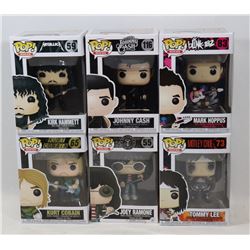 LOT OF 6 ASSORTED FUNKO POPS; ROCK VARIETY PACK;