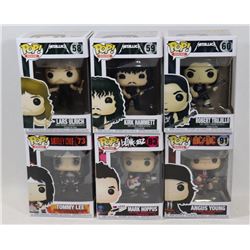 LOT OF 6 ASSORTED FUNKO POPS; ROCK VARIETY PACK;