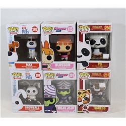 LOT OF 6 ASSORTED FUNKO POPS; VARIETY PACK;