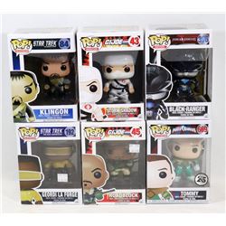 LOT OF 6 ASSORTED FUNKO POPS; VARIETY PACK;