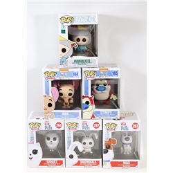 LOT OF 6 ASSORTED FUNKO POPS; VARIETY PACK;