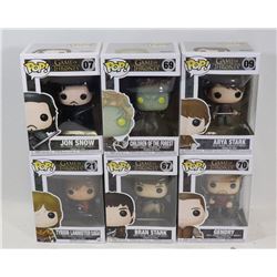 LOT OF 6 ASSORTED FUNKO POPS; GOT VARIETY PACK;