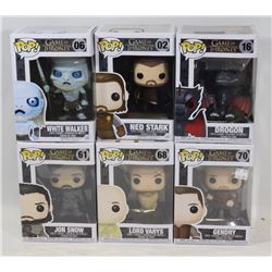 LOT OF 6 ASSORTED FUNKO POPS; GOT VARIETY PACK;