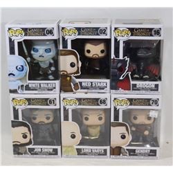 LOT OF 6 ASSORTED FUNKO POPS; GOT VARIETY PACK;