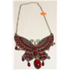Image 1 : WOMEN'S OVERSIZED RED STONE BUTTERFLY NECKLACE