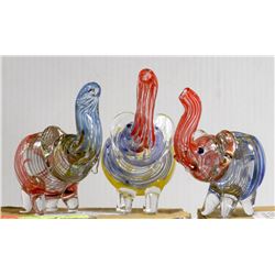 LOT OF 3 ELEPHANT GLASS PIPE