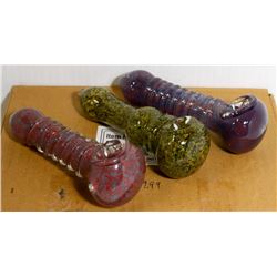 LOT OF 3 GLASS PIPES MISC