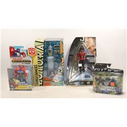 BOX OF COLLECTIBLES GI JOE TRANSFORMERS FUTURAMA