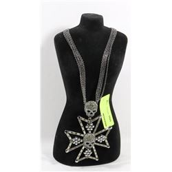 SWAROVSKI CRYSTAL SKULL & CROSS NECKLACE