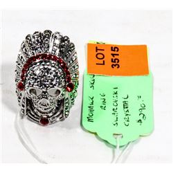 SWAROVSKI CRYSTAL MOHAWK SKULL RING SIZE 8.5