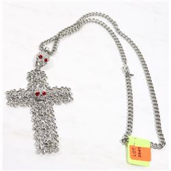 SWAROVSKI CRYSTAL SKULL & CROSS CHAIN NECKLACE