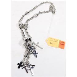 SKULL/ CROSSES SILVER CHAIN NECKLACE