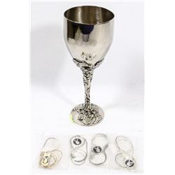 SILVER STYLE GOBLET W/ 3 SILVER & 1 GOLD PLAYBOY