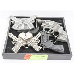 SMALL TRAY OF ASSORTED HANDGUN STASH BUCKLES &