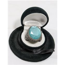 LARGE SILVER STYLE ADJUSTABLE COSTUME RING W/