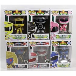 LOT OF 6 ASSORTED FUNKO POPS; POWER RANGERS